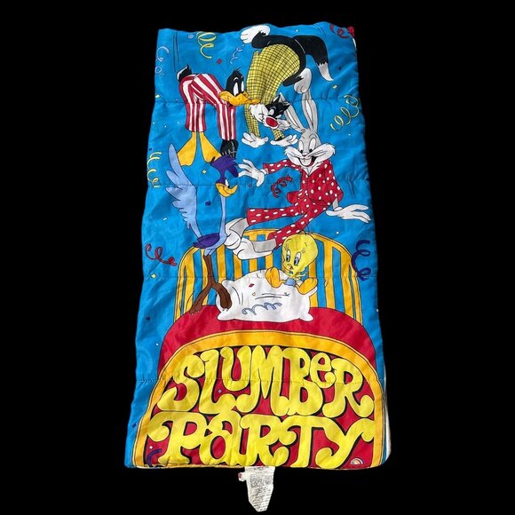 Vintage Sleeping Bag 1988 Looney Tunes Slumber Party Bugs Bunny Daffy Duck - Picture 2 of 13